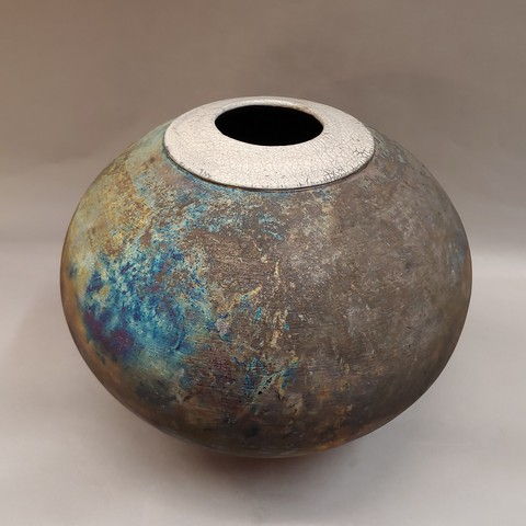 Click to view detail for Raku Vase, Matt Glaze 12x12